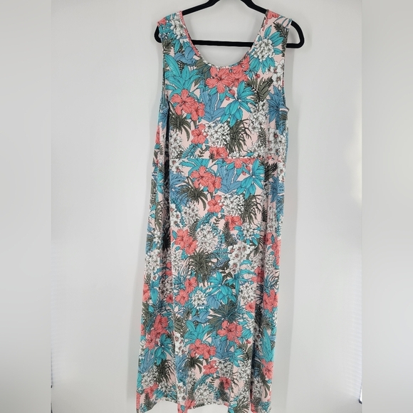 Talbot's Floral Dress Size 2X Elastic Waist Womens Pull Over Sleeveless - Picture 6 of 9